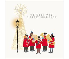 Brass Band By The Tree Christmas Card