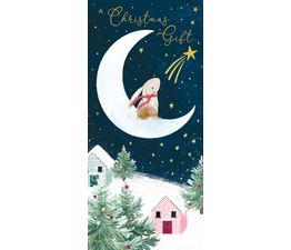 Bunnies Crescent Moon Christmas Card