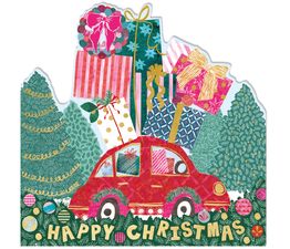 Car With Stack Of Presents Christmas Card
