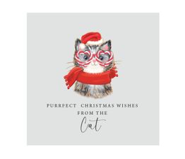 Cat Candycane Glasses Christmas Card