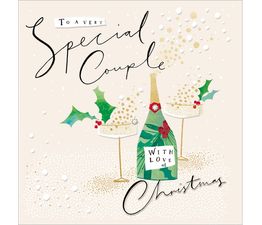 Special Couple Champagne and Two Glasses Christmas Card