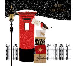 Christmas Wishes Robin &amp; Postbox Christmas Card