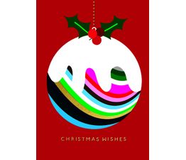 Christmas Wishes Stripy Figgy Pudding Christmas Card