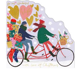 Couple On Bicycle With Presents Christmas Card