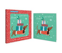 Dachshund with Presents on his Back Charity Pack of Christmas Cards