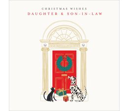 Dog and Cat By A Front Door Daughter &amp; Son-In-Law Christmas Card