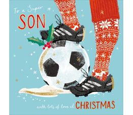 Son Football Legs and Ball Christmas Card