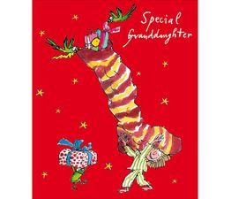 Special Granddaughter Girl Carrying Christmas Stocking Christmas Card