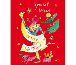 Special Niece Girl Holding Christmas Banner Christmas Card