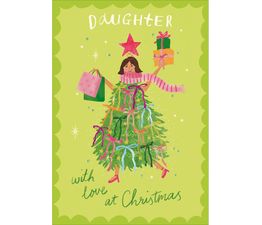 Daughter Girl In A Christmas Tree Dress Christmas Card