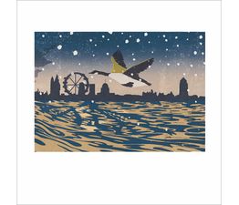 Goose Flying Over The River Thames Christmas Card