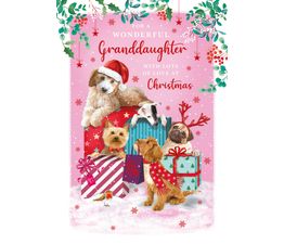 Granddaughter Christmas Dogs Christmas Card