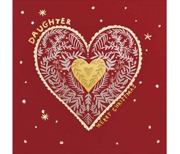 Daughter Heart Surrounded By Foliage Christmas Card