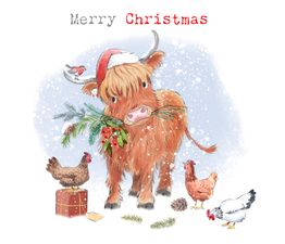 Highland Cow Merry Christmas Card