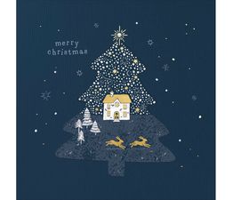 House With Two Hares Running Christmas Card