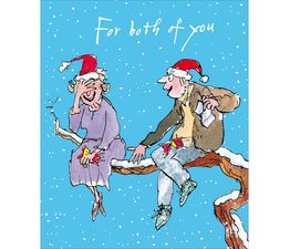 For Both of You Man Making His Wife Laugh On A Tree Christmas Card