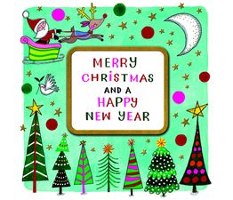 Merry Christmas &amp; Happy New Year Santa &amp; Trees Christmas Card