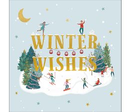 Winter Wishes Mini People Skiing And Playing In The Snow Christmas Card