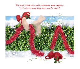 Model Family Lady Falling In Bush Christmas Card