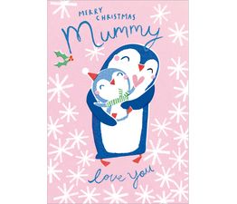 Mummy And Baby Penguin Christmas Card