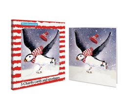 Puffin Ice Skating Charity Pack of Christmas Cards