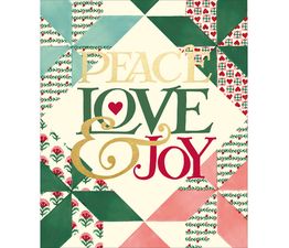 Peace, Love &amp; Joy Quilted Pattern Border Christmas Card