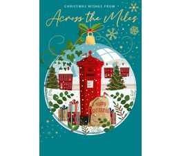 Across The Miles Red Postbox In Christmas Bauble Christmas Card