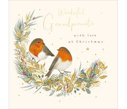 Wonderful Grandparents Red Robins Christmas Card