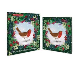 Robin inside a Wreath Charity Pack of Christmas Cards