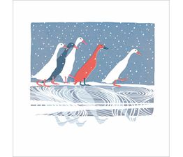 Runner Ducks Walking On Water Christmas Card
