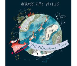 Santa and Reindeers Travelling Around The World Christmas Card