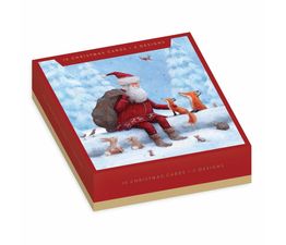 Santa In Snowy Woodland With Animals Box of Christmas Cards