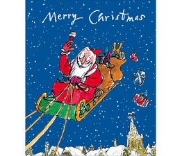 Santa On Sledge With Wine Christmas Card