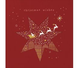 Santa's Sleigh Inside A Star Christmas Card