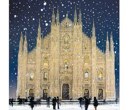 Snow Falling On Milan Cathedral Italy Christmas Card