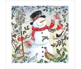 Snowman and Birds Christmas Card