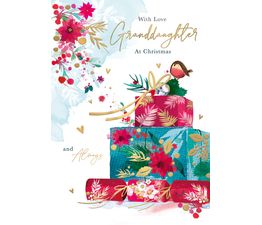 Granddaughter Stack Of Presents Christmas Card