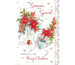 Someone Very Special Poinsettia Heart Christmas Card