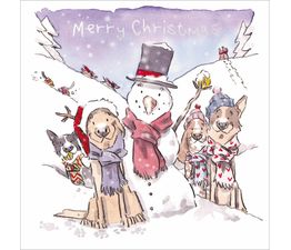 Three Dogs and A Snowman Box of Christmas Cards