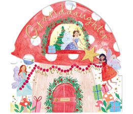 Granddaughter Toadstool Fairy House Christmas Card