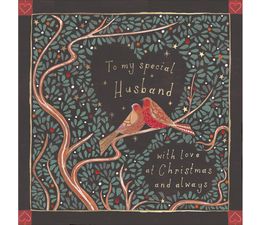 Special Husband Two Birds On A Tree Branch Christmas Card