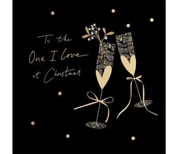 One I Love Two Champagne Glasses Christmas Card