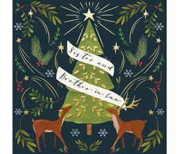 Two Deer By A Tree Sister &amp; Brother-in-Law Christmas Card