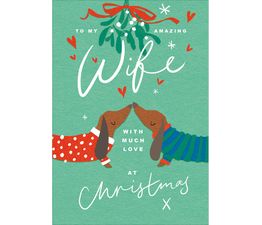 Amazing Wife Two Dogs Under The Mistletoe Christmas Card