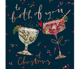 Both of You Two Gin Glasses With Florals Christmas Card
