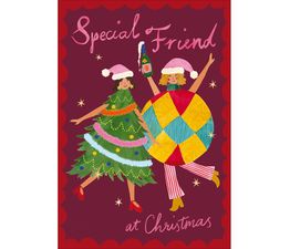 Special Friend Two Girls In A Star and Bauble Costume Christmas Card