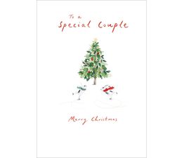 Special Couple Two Rabbits Skating Around A Tree Christmas Card
