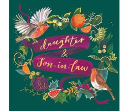 Daughter &amp; Son-in-Law Two Robins On A Wreath Christmas Card