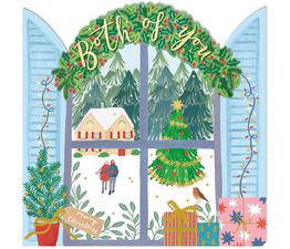 Both of You Window and Couple In Snow Christmas Card