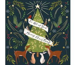 To All of You Woodland Animals By A Tree Christmas Card